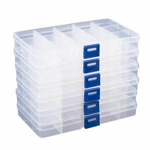 Clear Jewelry Box 6-Pack Plastic Bead Storage Container Earrings Organizer